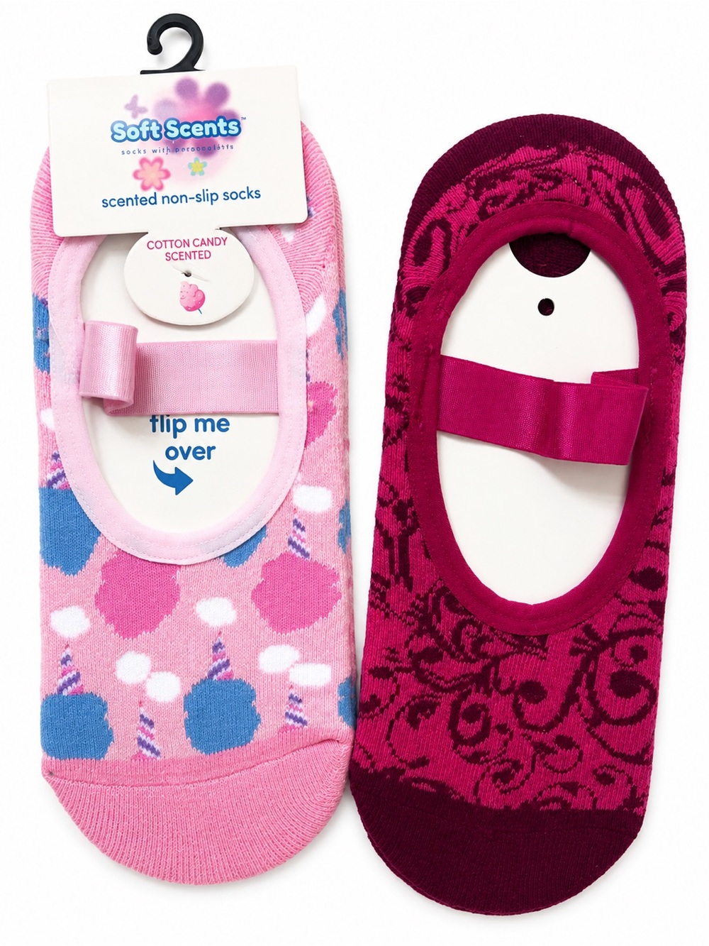 2 Pairs Women's Non-Slip No Show Socks | Soft Scents & Pink Pattern | NWOT
